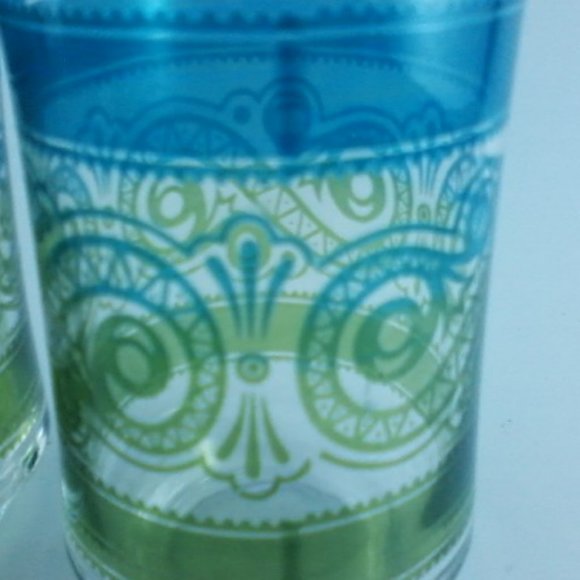 Vintage Two Libbey blue and green swirl design  Juice glasses - Picture 2 of 8